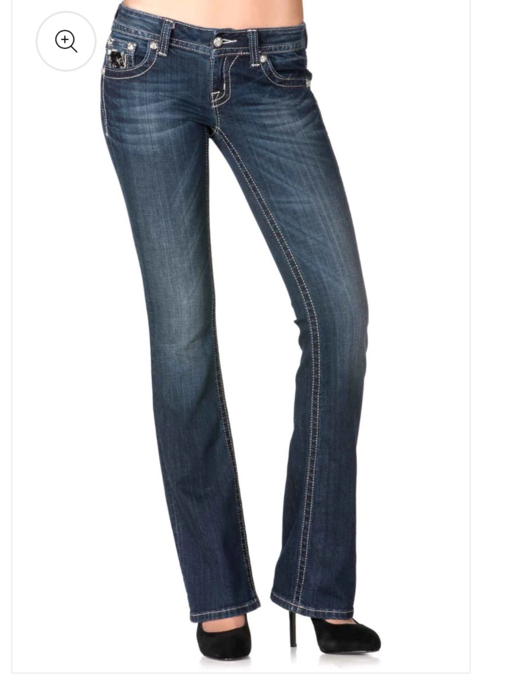 Y2K Miss Me Black Sequin Flap Pocket Bootcut Jeans Size 30 Low Rise Bootbarn - Picture 14 of 14